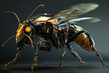 Poster - A cyborg with insect-like characteristics, featuring compound eyes and articulated limbs.