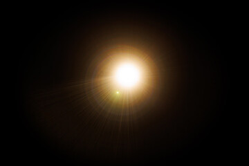 Aufkleber - Easy to add lens flare effects for overlay designs or screen blending mode to make high-quality images. Abstract sun burst, digital flare, iridescent glare over black background.