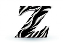 
Illustration Of The Letter Z With A Zebra Stripe Pattern On A White Background