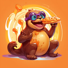 Wall Mural - A playful platypus with shades chowing down on churros