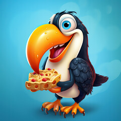 Sticker - A trendy toucan with a big smile munching on cheese puffs