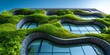 © ParinApril - Modern building with green living walls and wavy architecture against a blue sky.