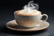 Coffee Cup with Steam Swirls, on an isolated Steamy Goodness Gray background, Generative AI