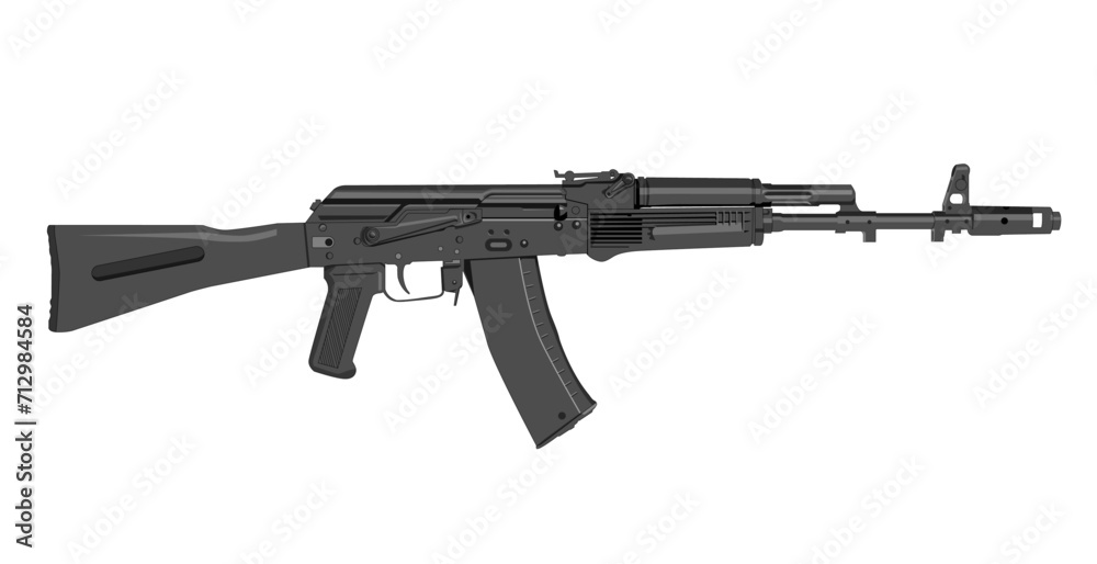 AK 74 Assault Rifle Side View Vector Drawing Stock Vector | Adobe Stock
