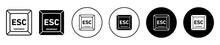 Esc vector icon set collection. Esc Outline flat Icon.