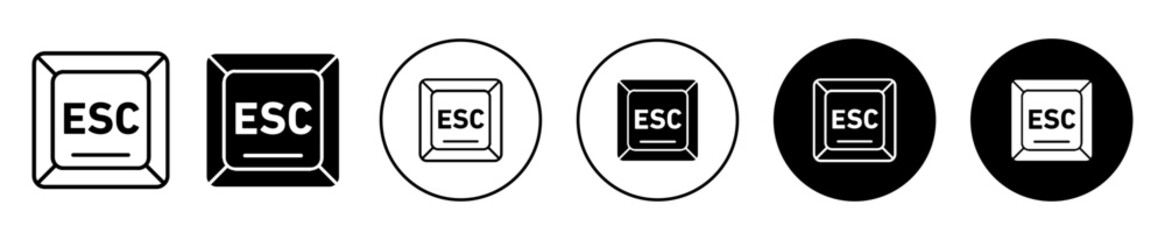 Fototapete - Esc vector icon set collection. Esc Outline flat Icon.