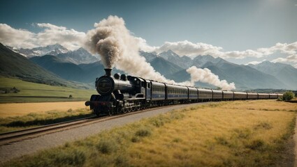 Wall Mural - train in the mountains