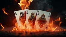 Generative AI Ace Playing Cards On Fire Close Up Cinematic Ren Photo