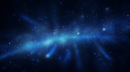 Poster - Dynamic deep blue abstract: mesmerizing digital background with sparkling light particles, evolving into intricate lines, surfaces, and grids