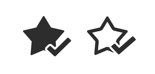 Poster - star review check mark button element vector simple graphic pictogram set, checkmark reating quality