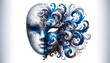 venetian carnival mask illustration on white background, Generative AI