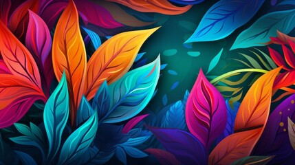 Wall Mural - Vibrant foliage backdrop: lively background with bright colors and leaves for creative projects