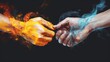 Expressive handshakes: vibrant oil painted hands embracing diversity and inclusion
