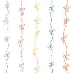 Poster - Seamless hand drawn pattern with threads and bows