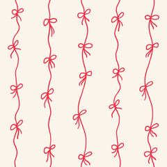Poster - Seamless hand drawn pattern with threads and bows