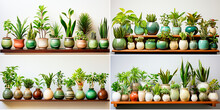 Collection Of Various Indoor Plants For Interior Decoration. High Quality Ceramic Pots Used To Display Plants. The Plants Have A Transparent Background, Making Them Easy To Display In Any Setting.