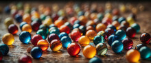 Close Up Of Colorful Marbles Beads