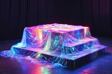 Poster - Square holographic fabric podium product presentation