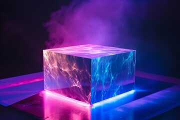 Poster - Square holographic fabric podium product presentation