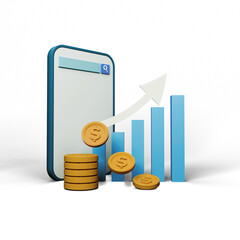 Stock Signal, Buy Signal, Sell Signal, Mobile foreign exchange trading - 3d render