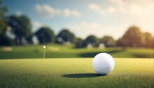 Golf Field Decoration With Soft Focus Light And Bokeh Background