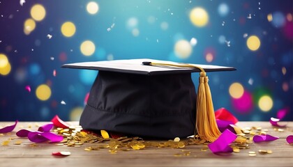 Wall Mural - Gradution Cap with Confetti Background