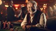 A rich handsome retired man in a casino