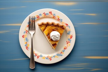 Wall Mural - slice of pie on a plate with a fork beside it
