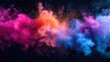 Abstract art colored powder on black background. Holy