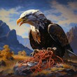Nice scenery eagles snake eating image Generative AI