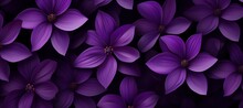Seamless Abstract Purple Flower Petals And Leaves Background Pattern