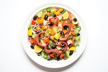 Poster - overhead shot of octopus salad with black olives