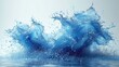 Isolated clean blue water wave swirl splash with splatters.Generative AI