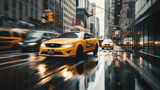 Fototapeta  - Urban Pulse: Taxis in the Heart of Downtown Buzz, Generative AI