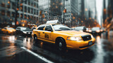 Fototapeta Nowy Jork - Cityscape Melody: Taxis Amidst the Urban Commute, Generative AI
