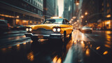 Fototapeta  - Metropolitan Symphony: Taxis in the Heart of Downtown, Generative AI