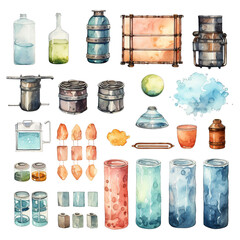 Clipart Bundle Watercolor Sola Cell theme element Object and Equipment