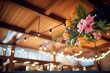 ceiling rigging with spotlights and floral decorations