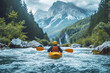 Kayaker on the river, AI generated
