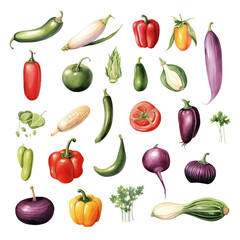 Clipart Bundle Watercolor Vegetable element Object