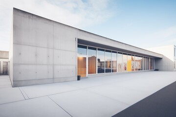 Wall Mural - exterior of a modernist museum with smooth concrete walls