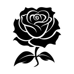 Wall Mural - flower icon. black and white silhouette of a rose. rose icon. vector illustration.