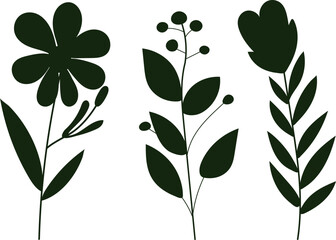 Wall Mural - flowers silhouette, on white background vector