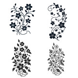 Fototapeta Dziecięca - collection of beautiful and beautiful creeping flowers in black and white,