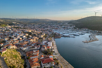 Wall Mural - Cesme Town drone view in Turkey