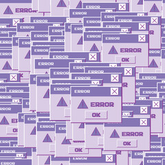 Poster - Seamless pattern of pop-ups with error messages in 90s, 00s style. Template for card, fabric, textile, wallpaper, paper, packaging