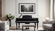 Frame mockup with art print on grand piano in luxurious living room