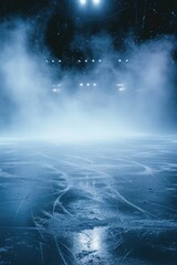 Poster - An image of a hockey rink covered in a thick layer of ice. This picture can be used to depict winter sports or icy conditions