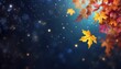 Starry sky scene. tree autumn leaves decoration with soft focus light and bokeh background