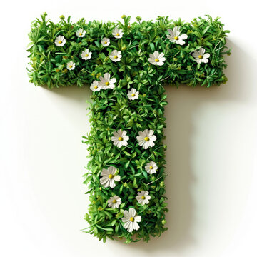 The letter t is made up of flowers
